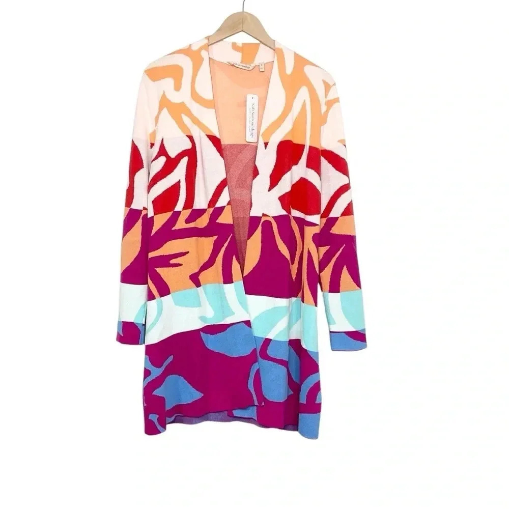 Soft Surroundings Cardigan Color Burst Bold Floral Size XS